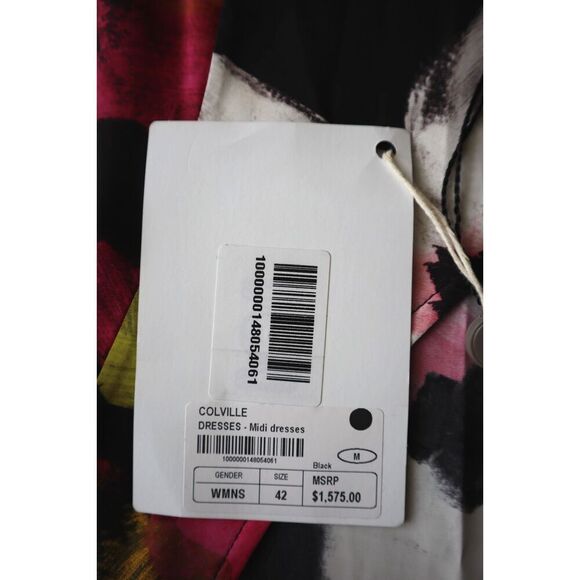 Colville CVS20516A Women Sz IT 42 US 6 Black Floral Asymmetric Midi Dress - Picture 7 of 16